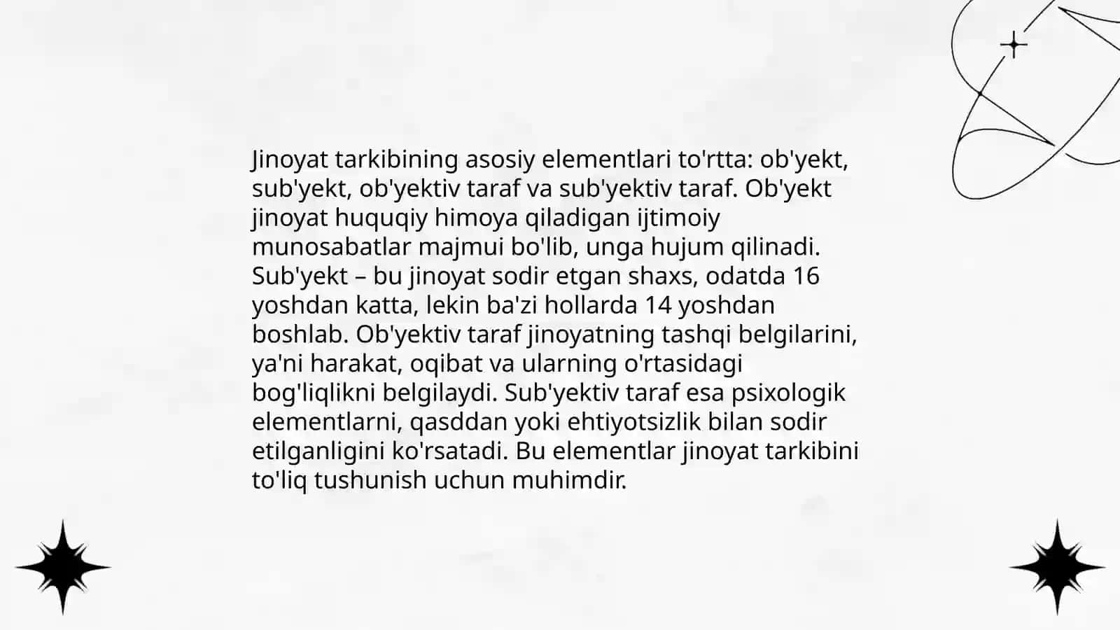 Jinoyatning zaruriy va fakultativ belgilari 4