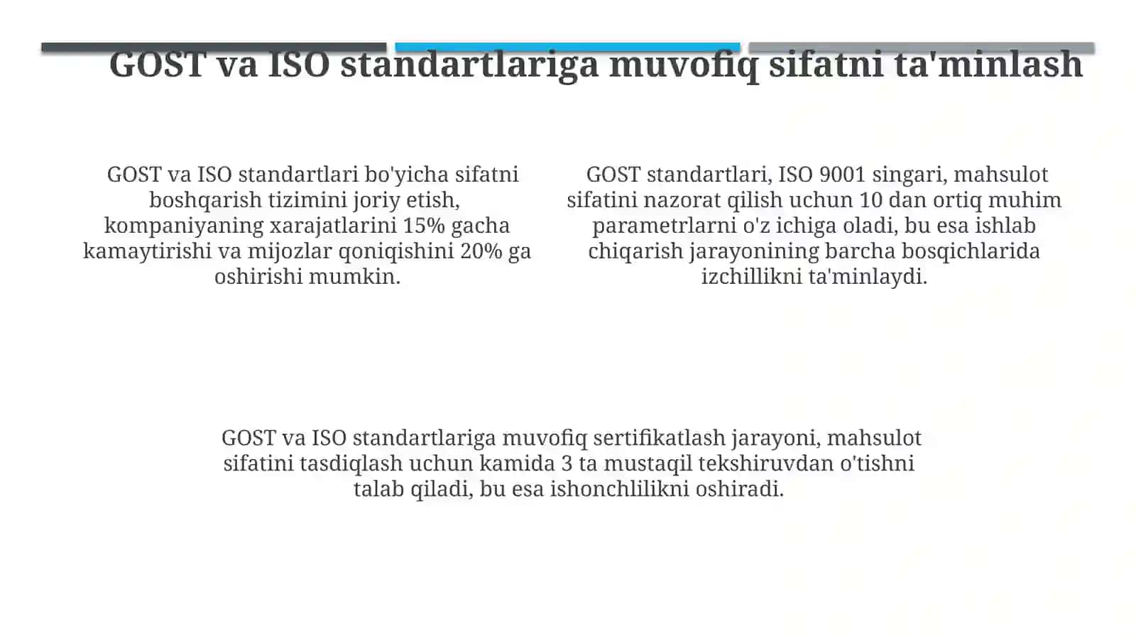 GOST va ISO standartlari asosida materiallarni sertifikatlash va sifat nazorati 4