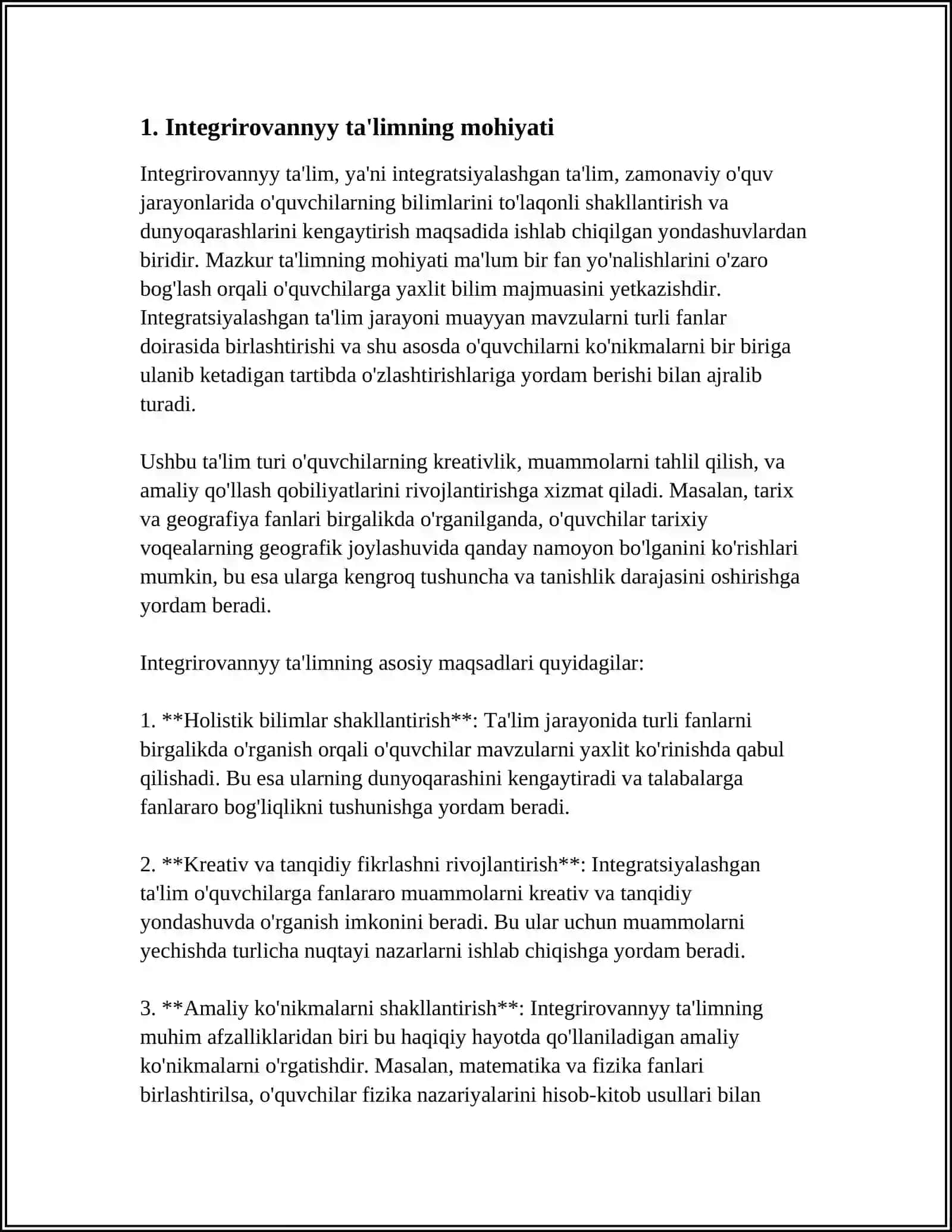 BOSHLANG'ICH TA'LIM TIZIMIDA INTEGRATSIYALASHGAN DARSLAR 4