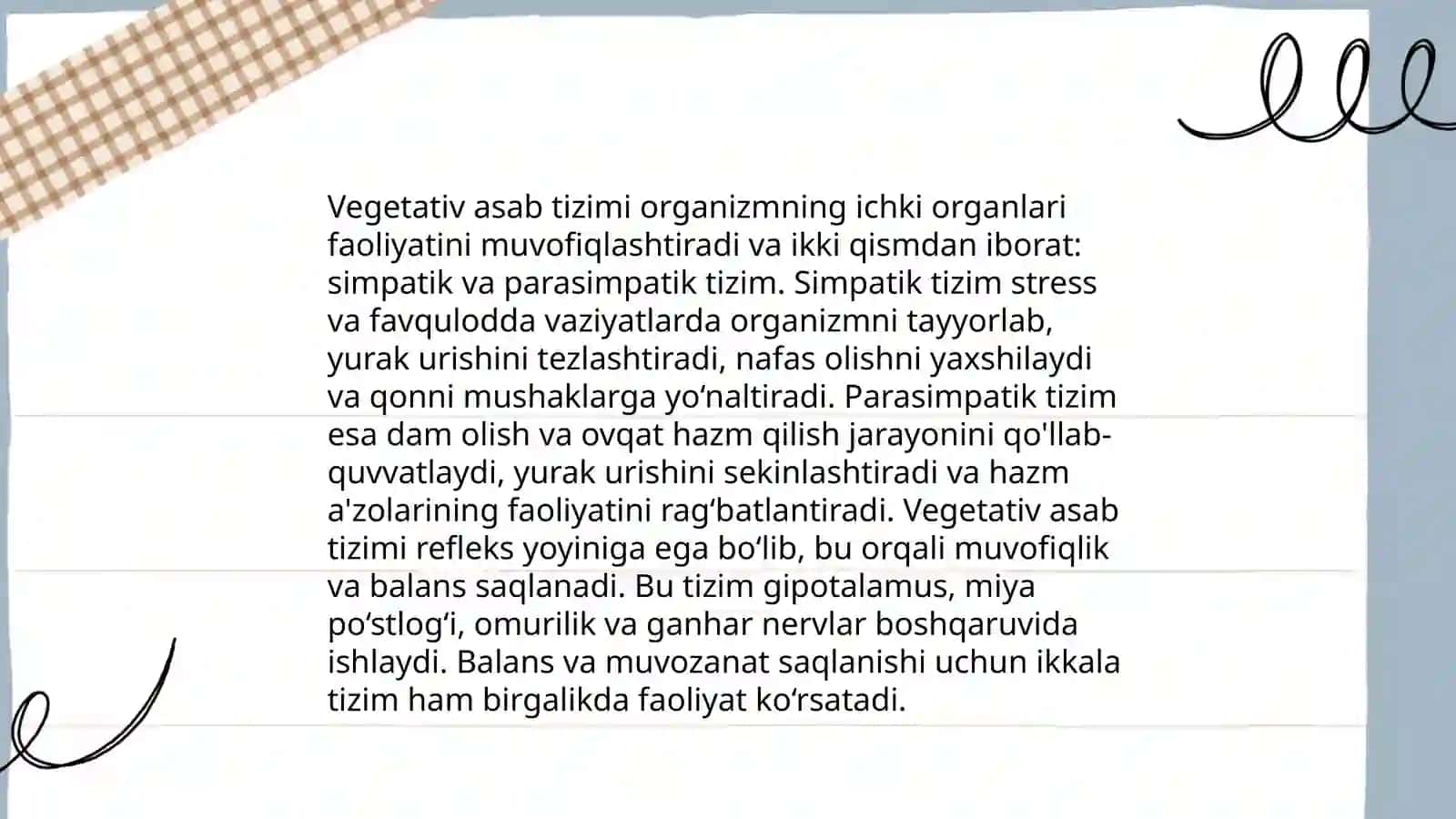 Vegetativ asab tizimi fiziologiyasi 4