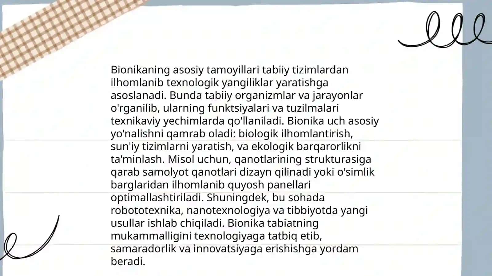 Bionika asoslari va uni inson hayotidagi oʻrni 4