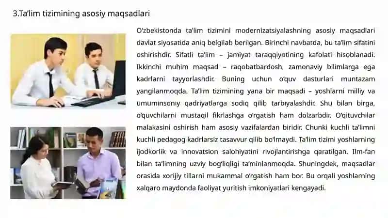 O’zbekistonda Ta’lim Tizimini Modernizatsiyalash Jarayonlari va Uning Huquqiy-Me’yoriy Asoslari 4