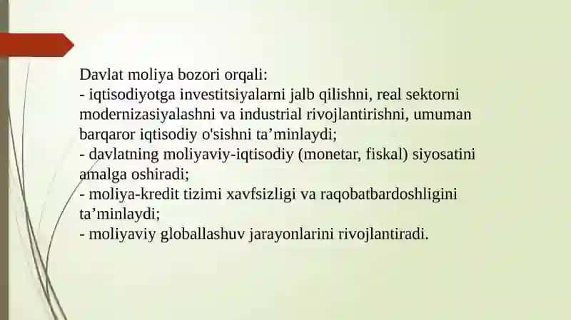 MOLIYA BOZORINI MUVOFIQLASHTIRISH VANAZORAT QILISH ASOSLARI 4