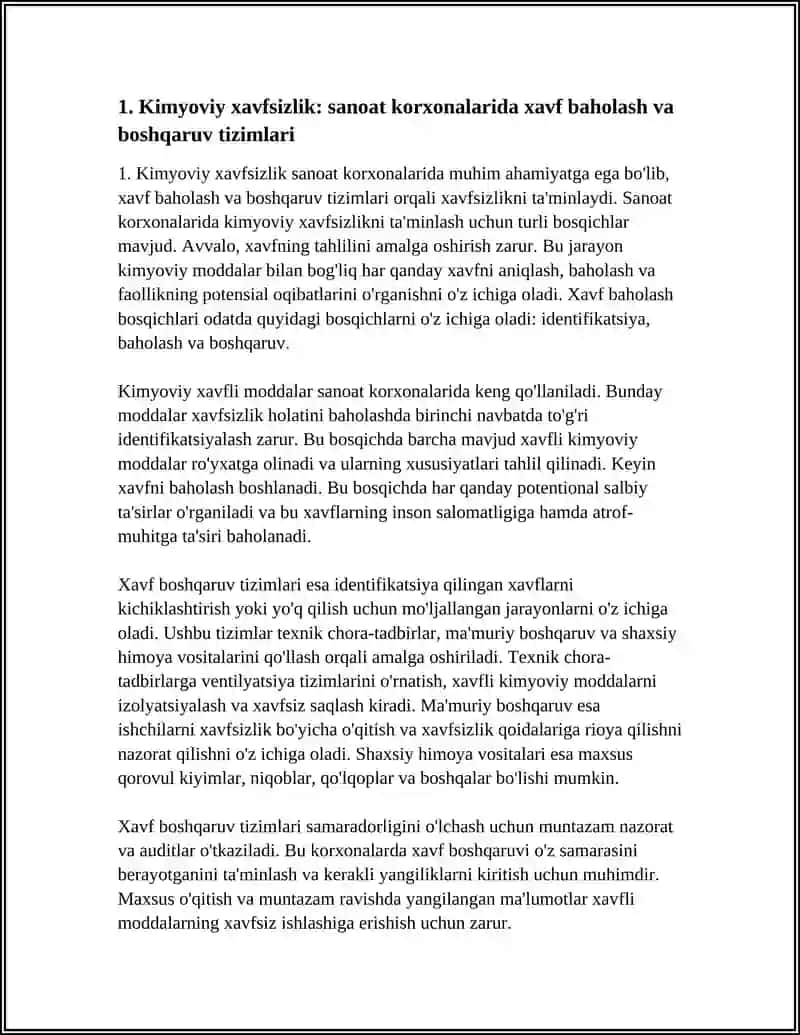 KIMYOVIY XAVFSIZLIK MUAMMOLARI 4