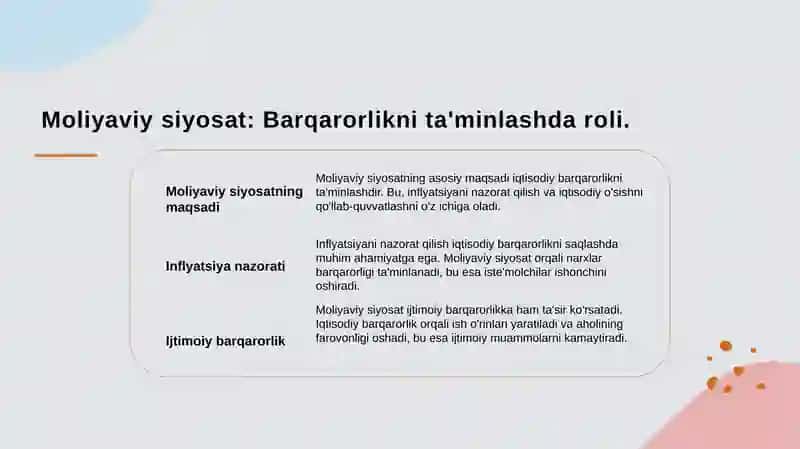 O'zbekiston Respublikasining maroiqtisodiy barqarorligini ta'minlash yo'llari 4