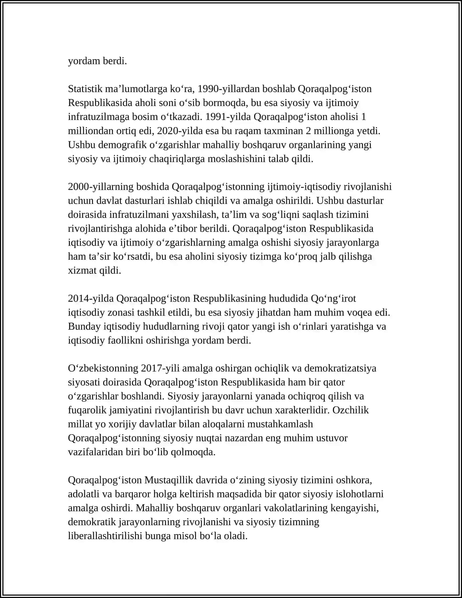 MUSTAQILLIK YILLARIDA QORAQALPOG’ISTON RESPUBLIKASI 4