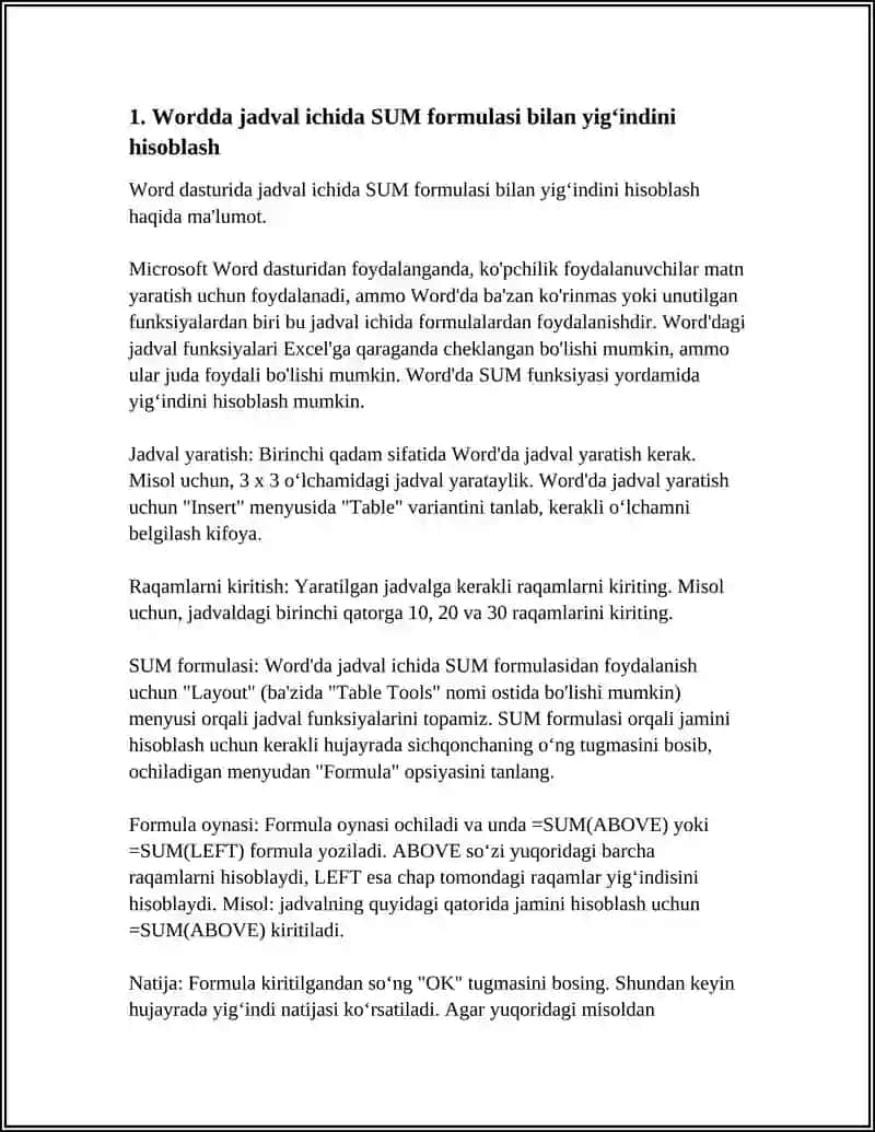 WORD MATN TAXRIRLAGICHIDA HISOBLASH ISHLARNI BAJARISH 4