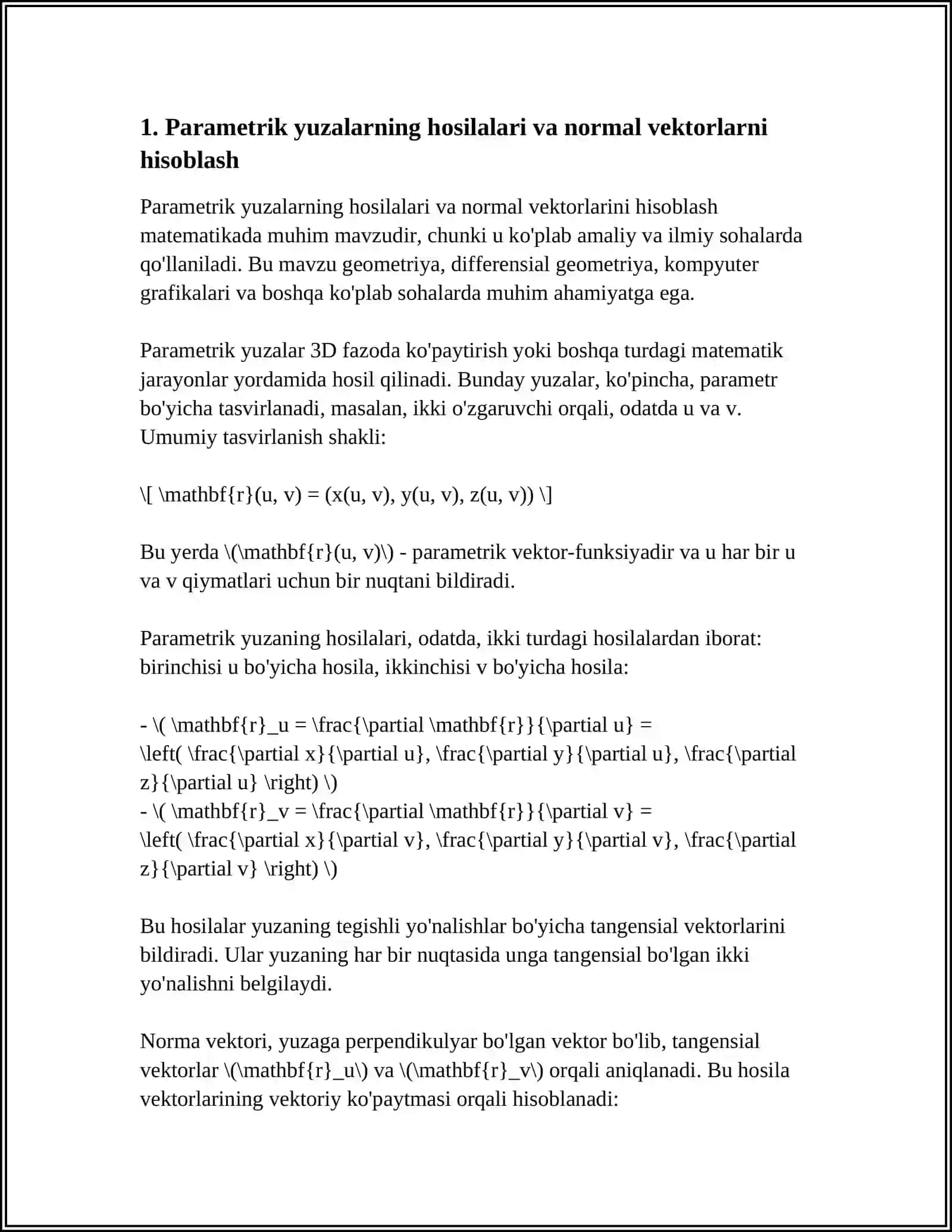 KOMPYUTER GRAFIKASIDA DIFFERENSIAL HISOB TATBIQLARI 4