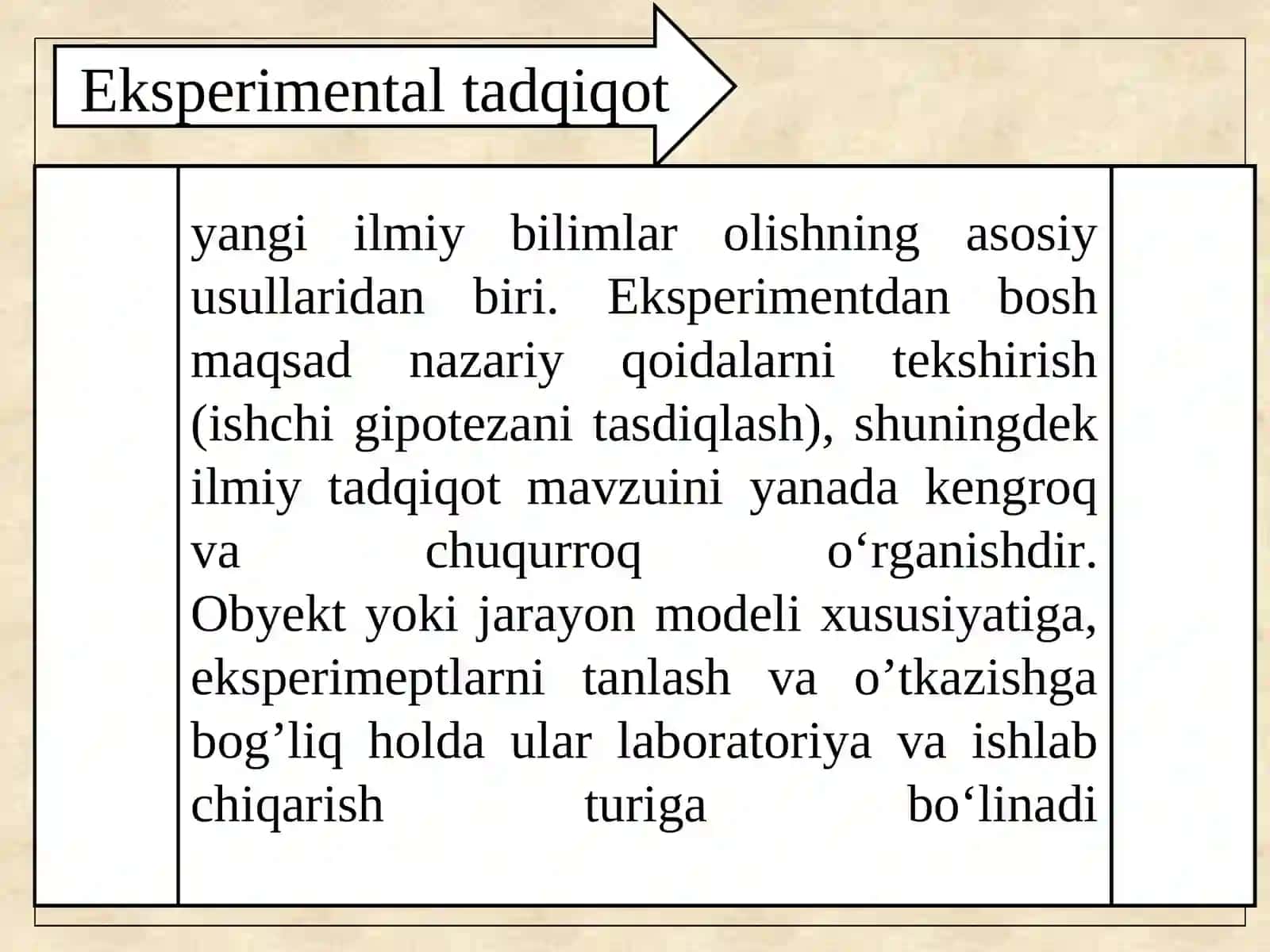 Eksperimental tadqiqotlar o’tkazish 4
