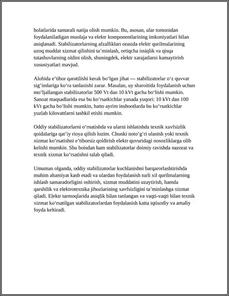ODDIY STABILIZATORLAR 4