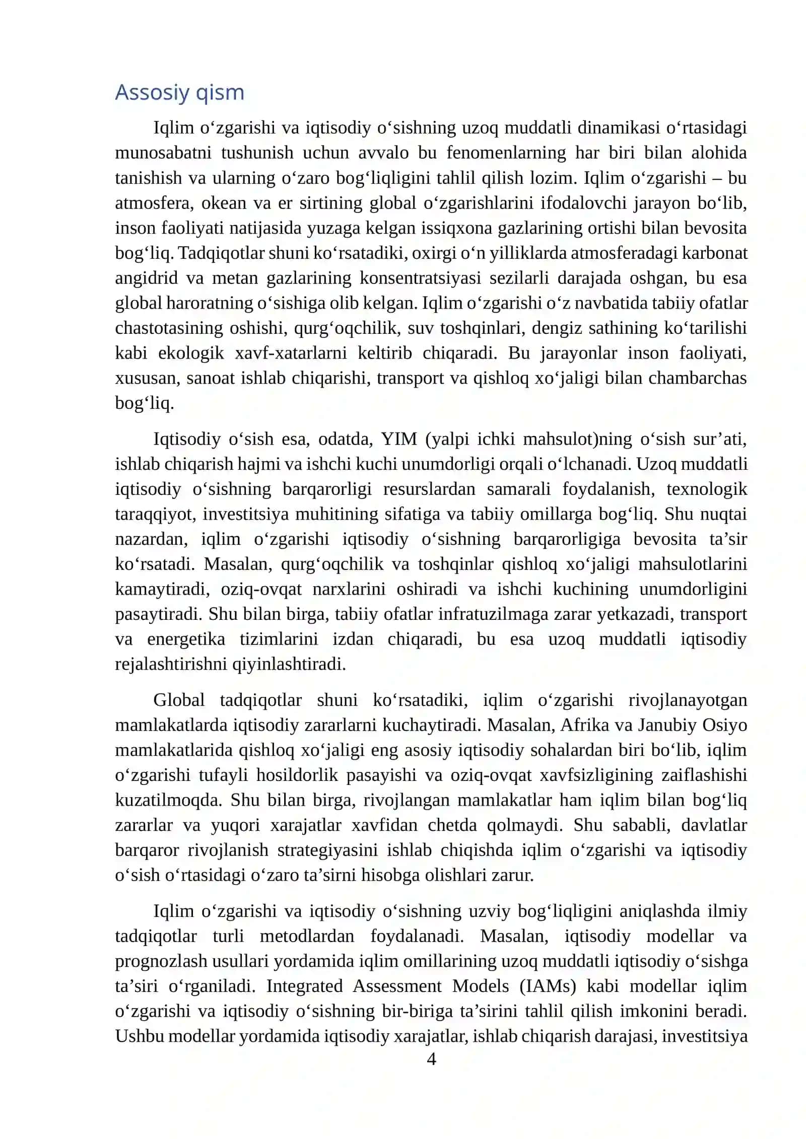 Iqlim o'zgarishi va iqtisodiy o'sishning uzoq muddatli dinamikasi 4