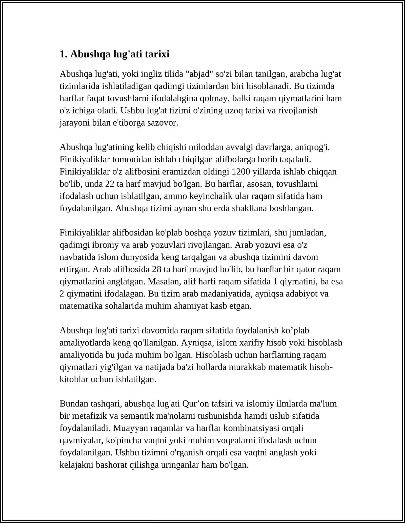 "ABUSHQA" LUG'ATI HAQIDA MA'LUMOT VA LUG'ATSHUNOSLIK 4