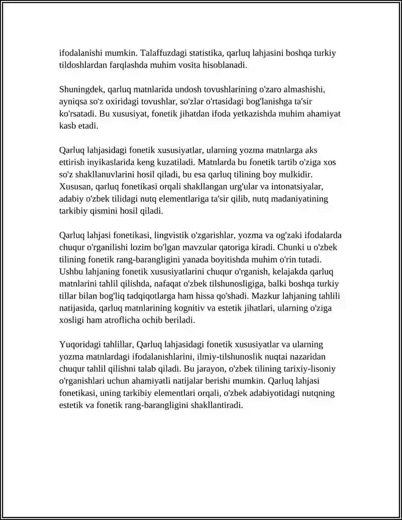 Qarluq, Qipchoq va O'g'uz lahjasidagi matnlar tahlili 4