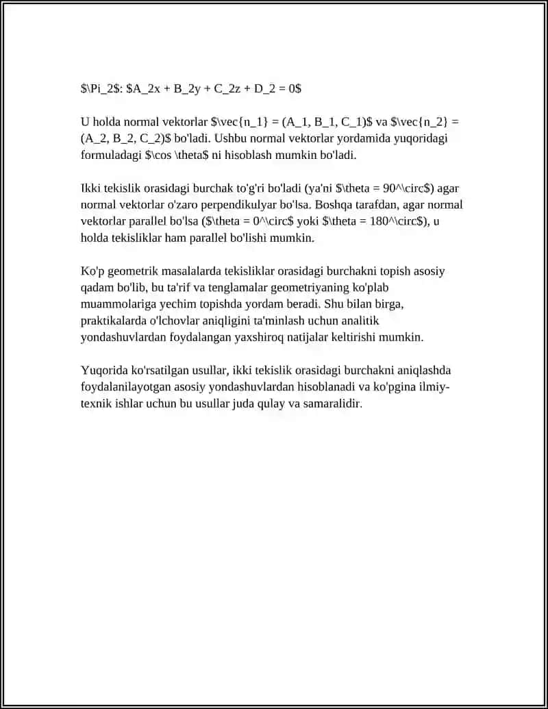 LKKI TEKISLIK ORASIDAGI BURCHAK 4