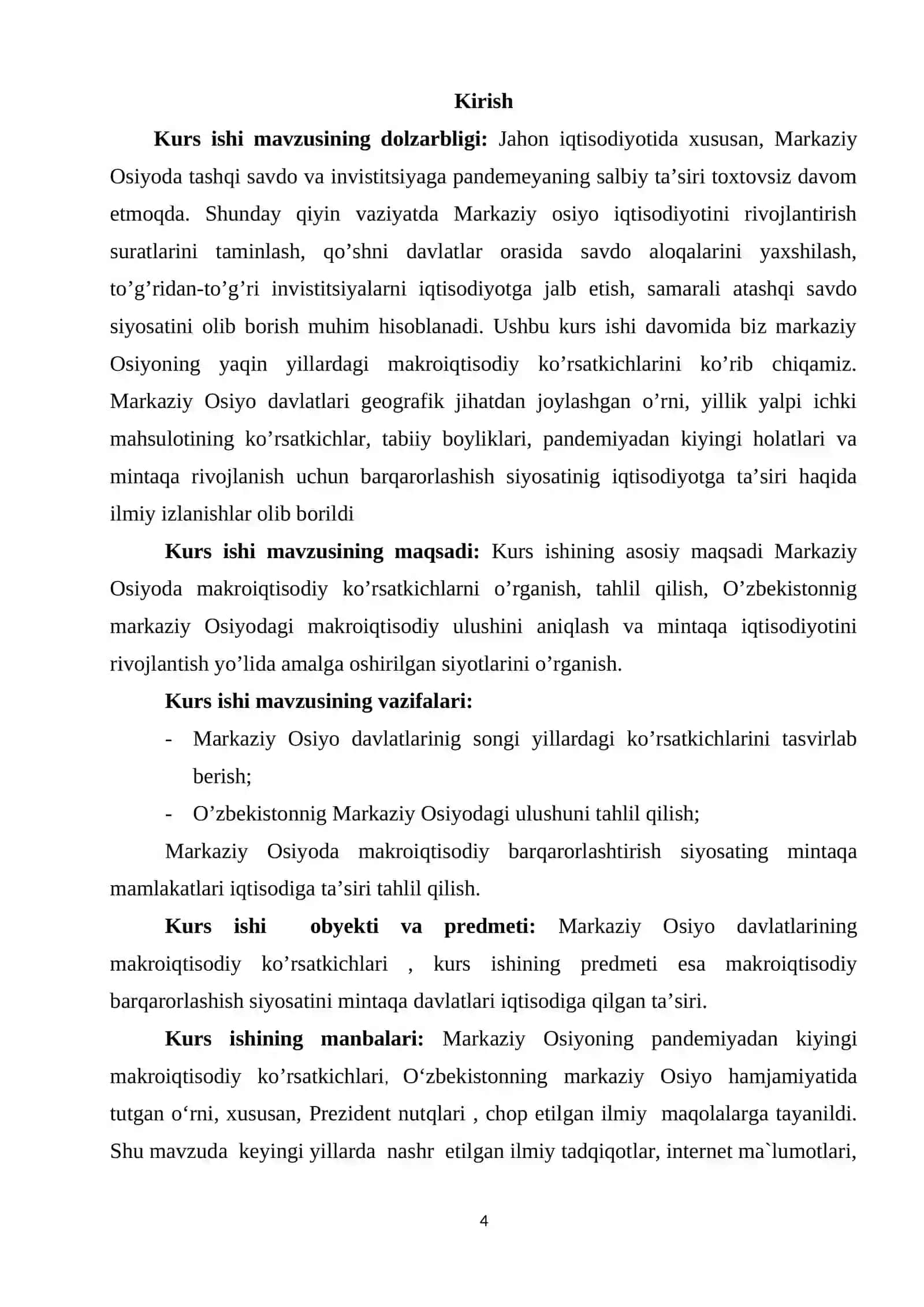 Markaziy Osiyo mintaqasida makroiqtisodiy barqarorlashtirish siyosati va uning mintaqa mamlakatlari iqtisodiyotiga ta‘siri 4