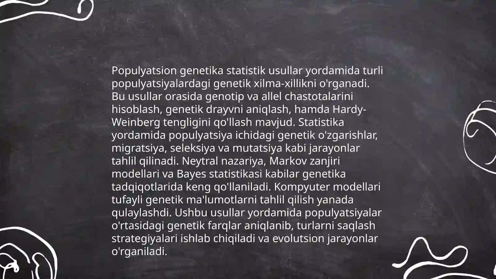 Odam genetikasining o‘rganish usullari: dermatoglifika, populyatsion - statistik, biokimyoviy, prenatal diagnostika usullari 4