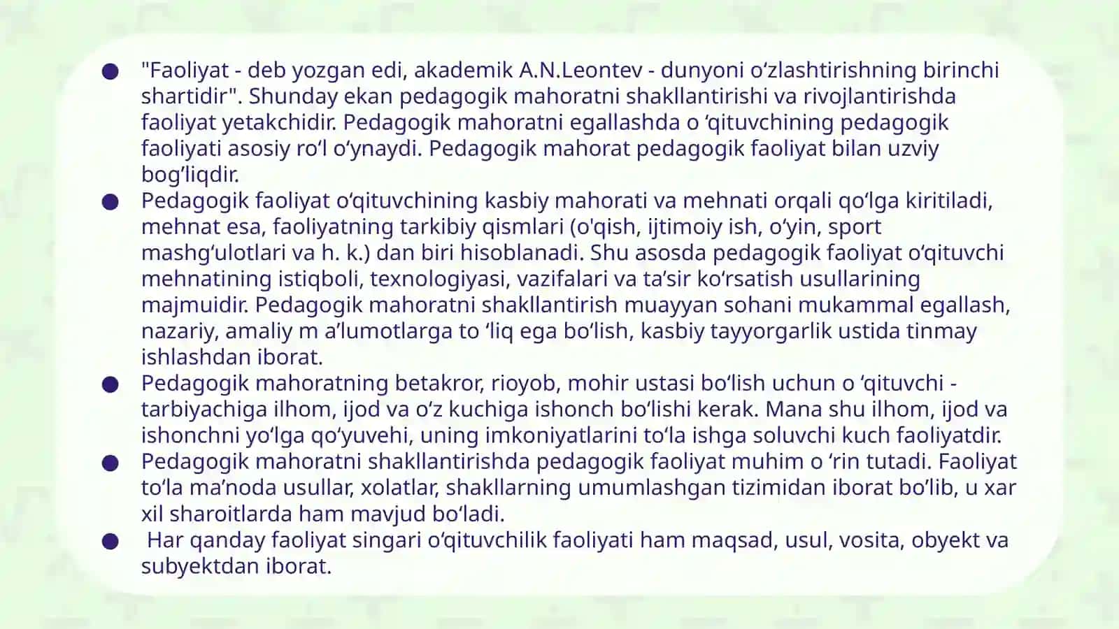 Pedagogik mahorat tarbiyachining kasbiy faoliyatida tutgan o‘rni 4