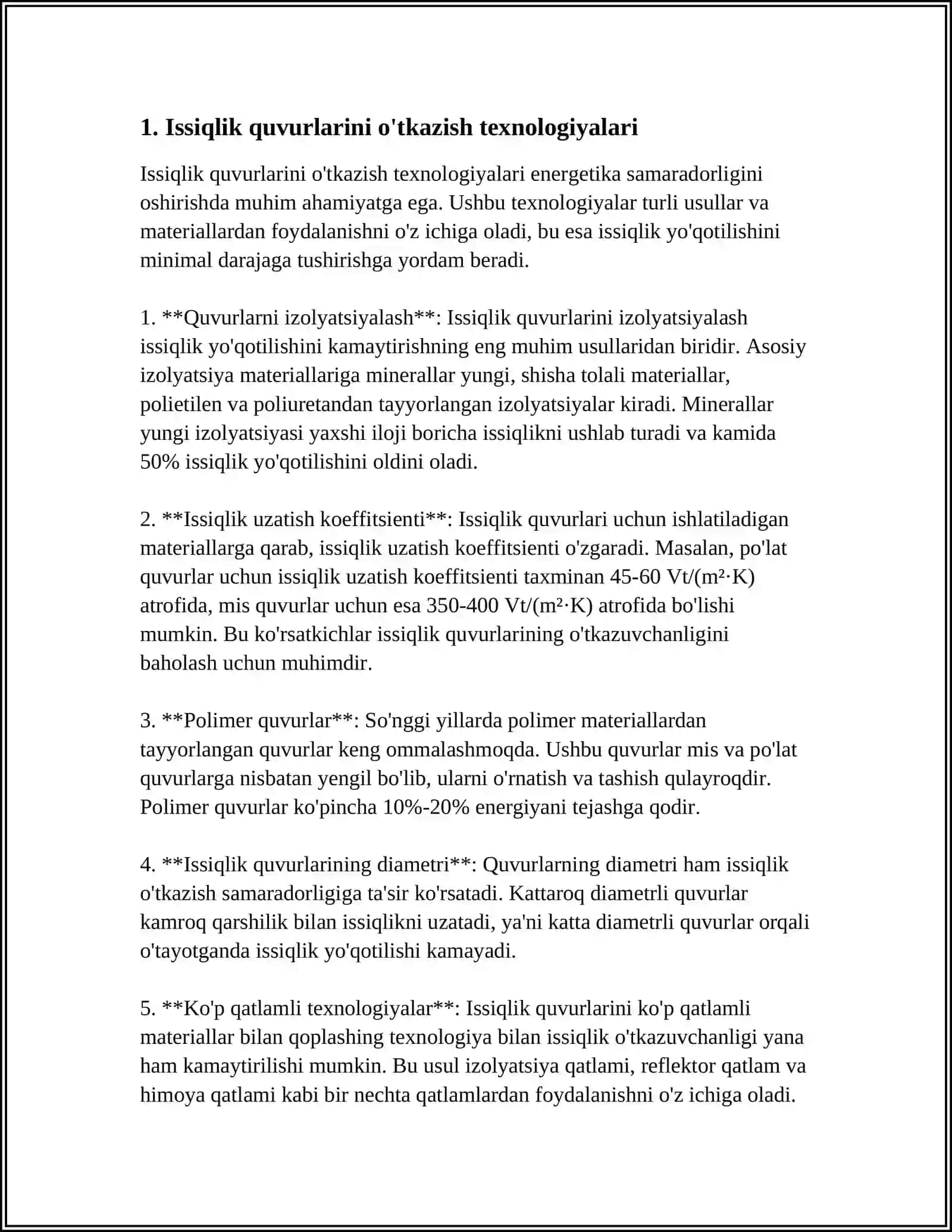 ISSIQLIK QUVURLARINI OTUVCHI, YARIM OTUVCHI VA OTMAYDIGAN KANALLAR ORQALI HAMDA KANALSIZ OTKAZISH 4