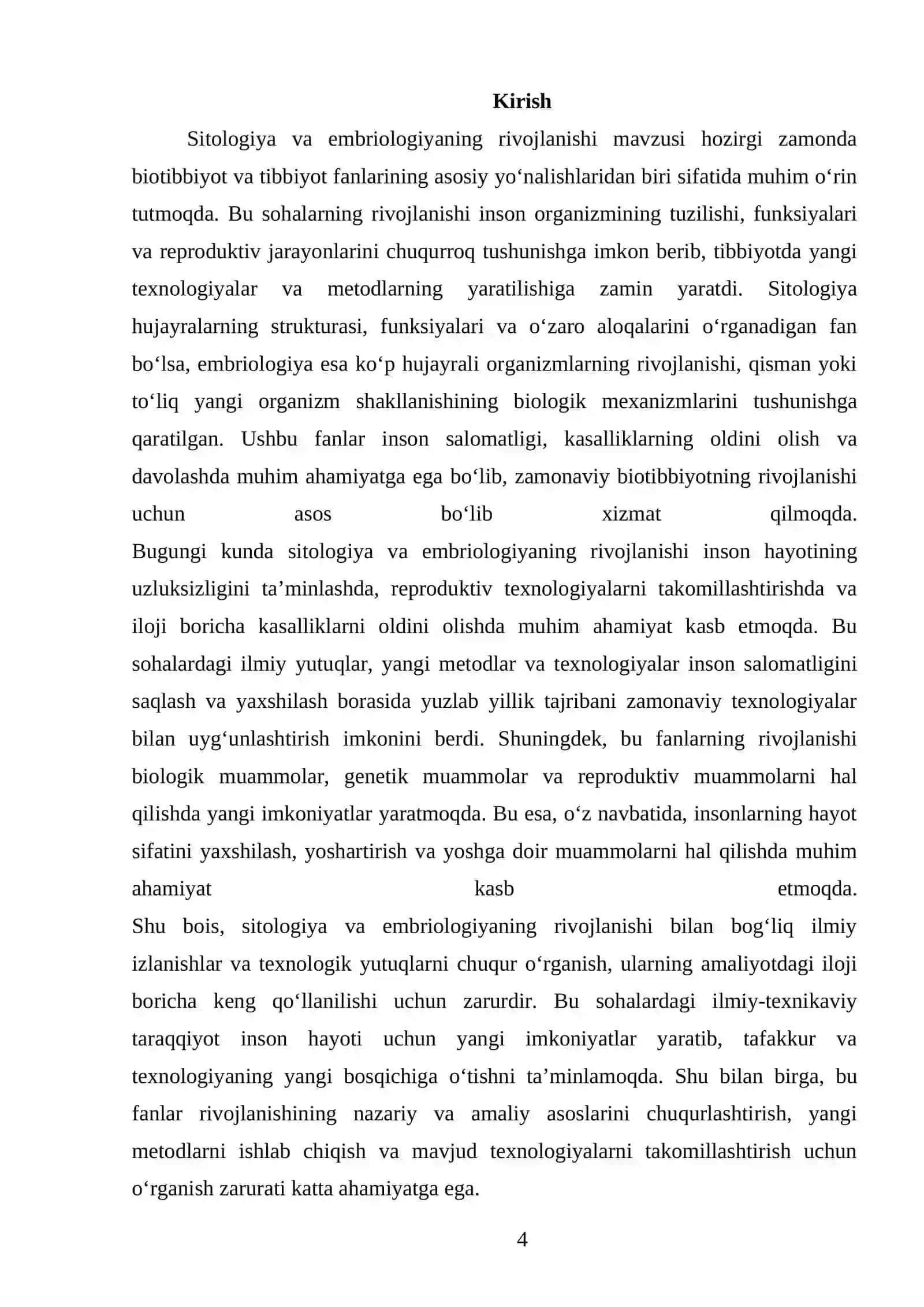 SITOLOGIYA VA EMBRIOLOGIYANING RIVOJLANISHI 4