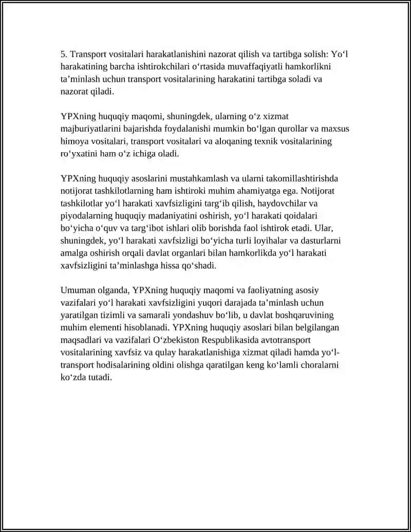 YOʻL-PATRUL XIZMATI FAOLIYATINING HUQUQIY ASOSLARI 4
