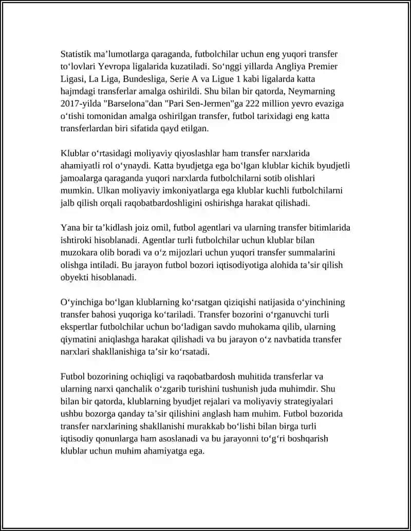 FUTBOL O‘YININING IQTISODIY TOMONI: TRANSFERLAR, KLUBLAR BYUDJETI 4