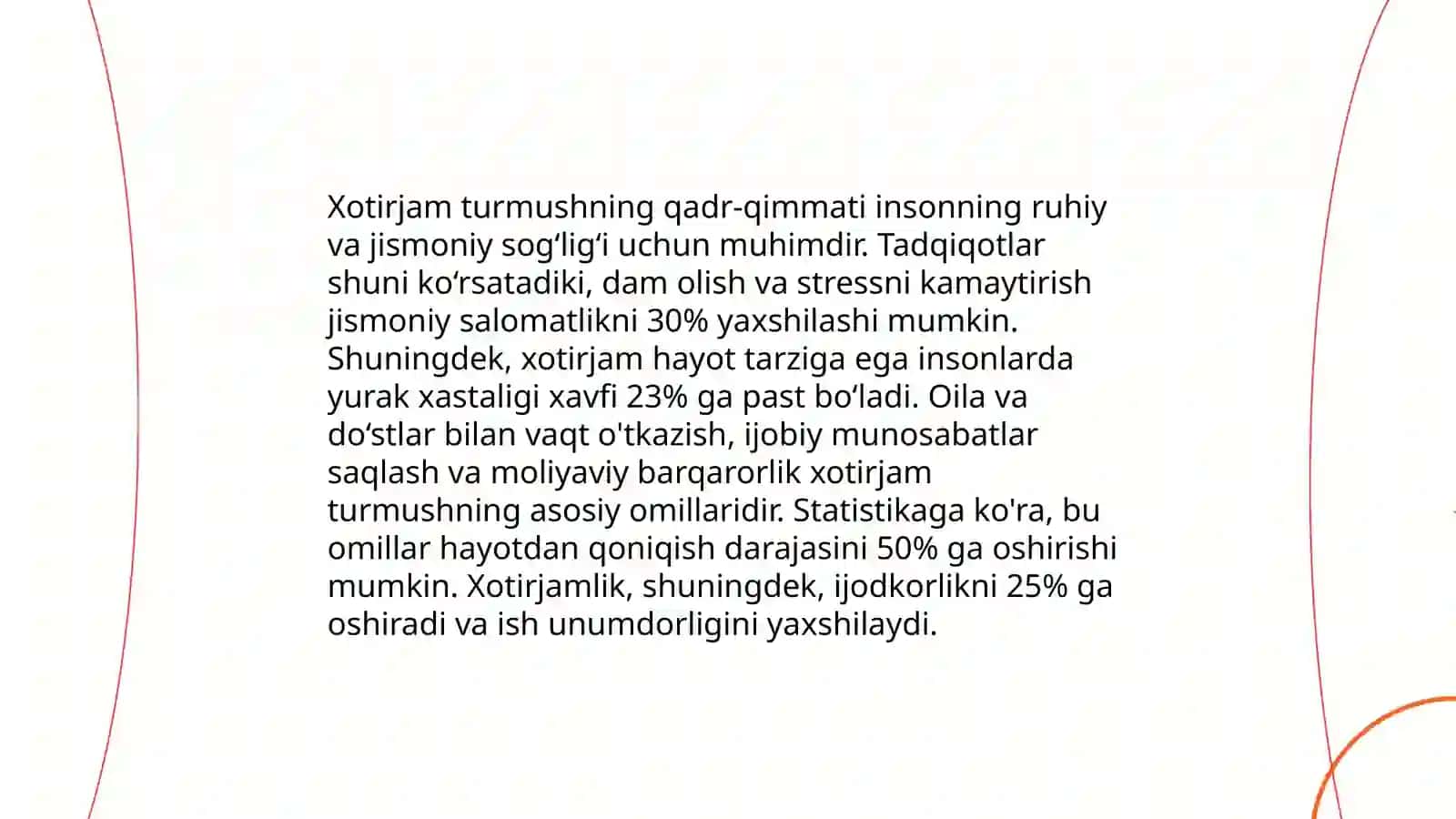 Tinch va xotirjam yashash baxti 4
