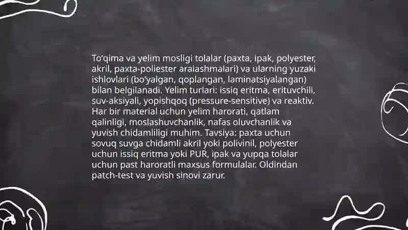 Yelimli materiallar turlari 4