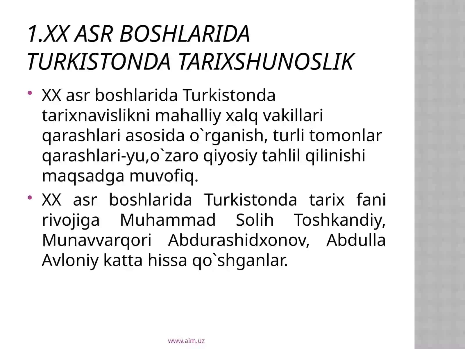 xxasr O`zbekiston tarix shunosligi 4
