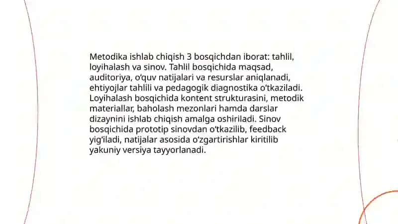 Metodikalar tuzish va moslashtirish texnologiyasi 4