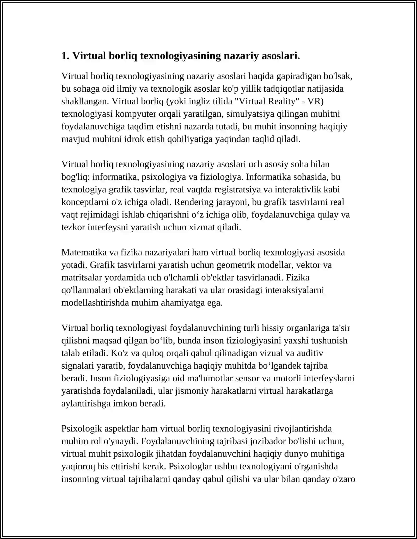 BIOLOGIYA MASHG‘ULOTLARIDA VIRTUAL BORLIQ TEXNOLOGIYASIDAN FOYDALANISHGA OID TAVSIYALAR ISHLAB CHIQISH 4