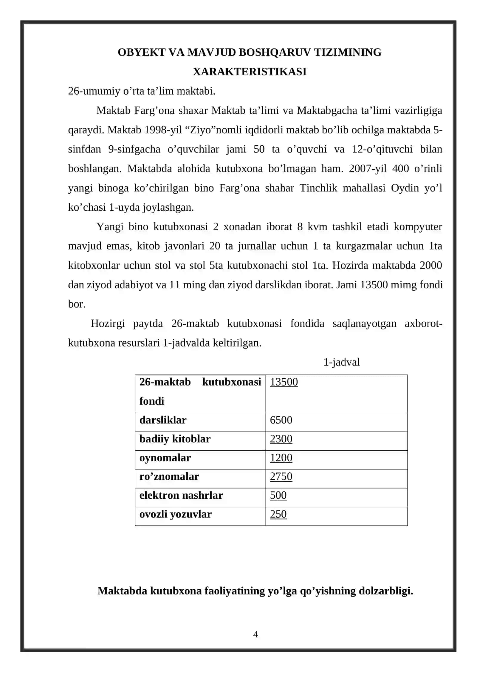 Maktab kutubxonalarini boshqarishga oid elektron kutubxona yaratish. 4