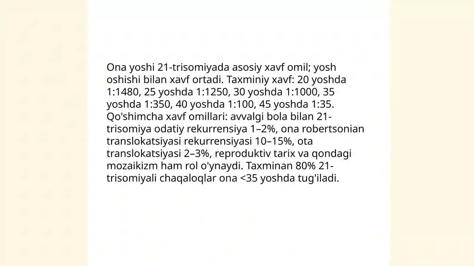 Daun sindromi 21 xromosomaning trisomiyasi 4