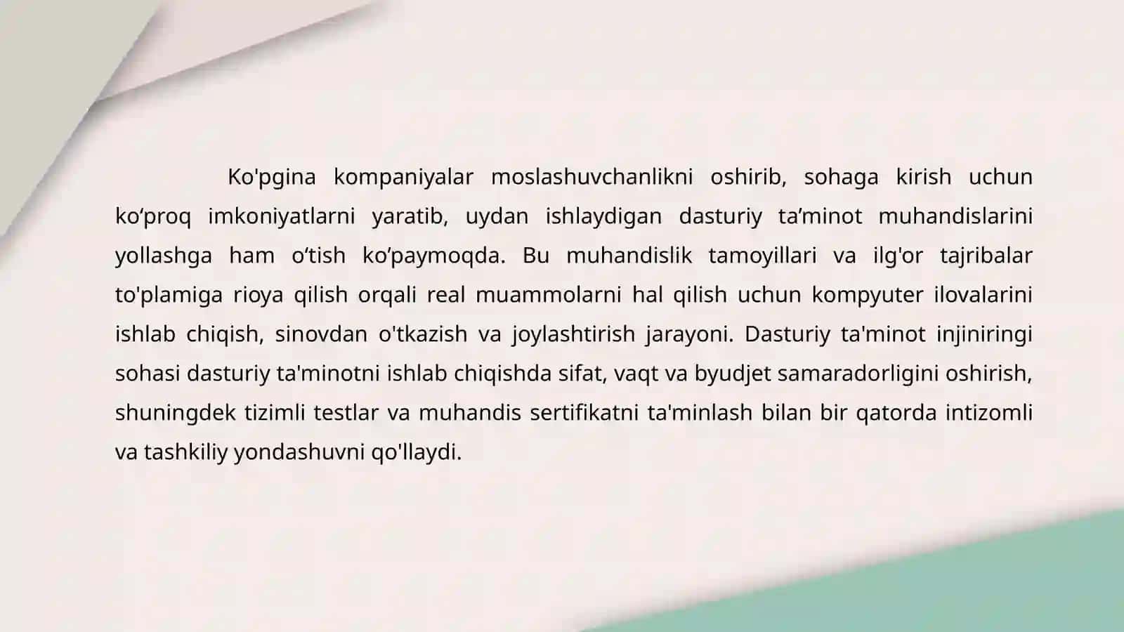 Dasturiy ta’minot va dasturiy ta’minot injiniringi 4