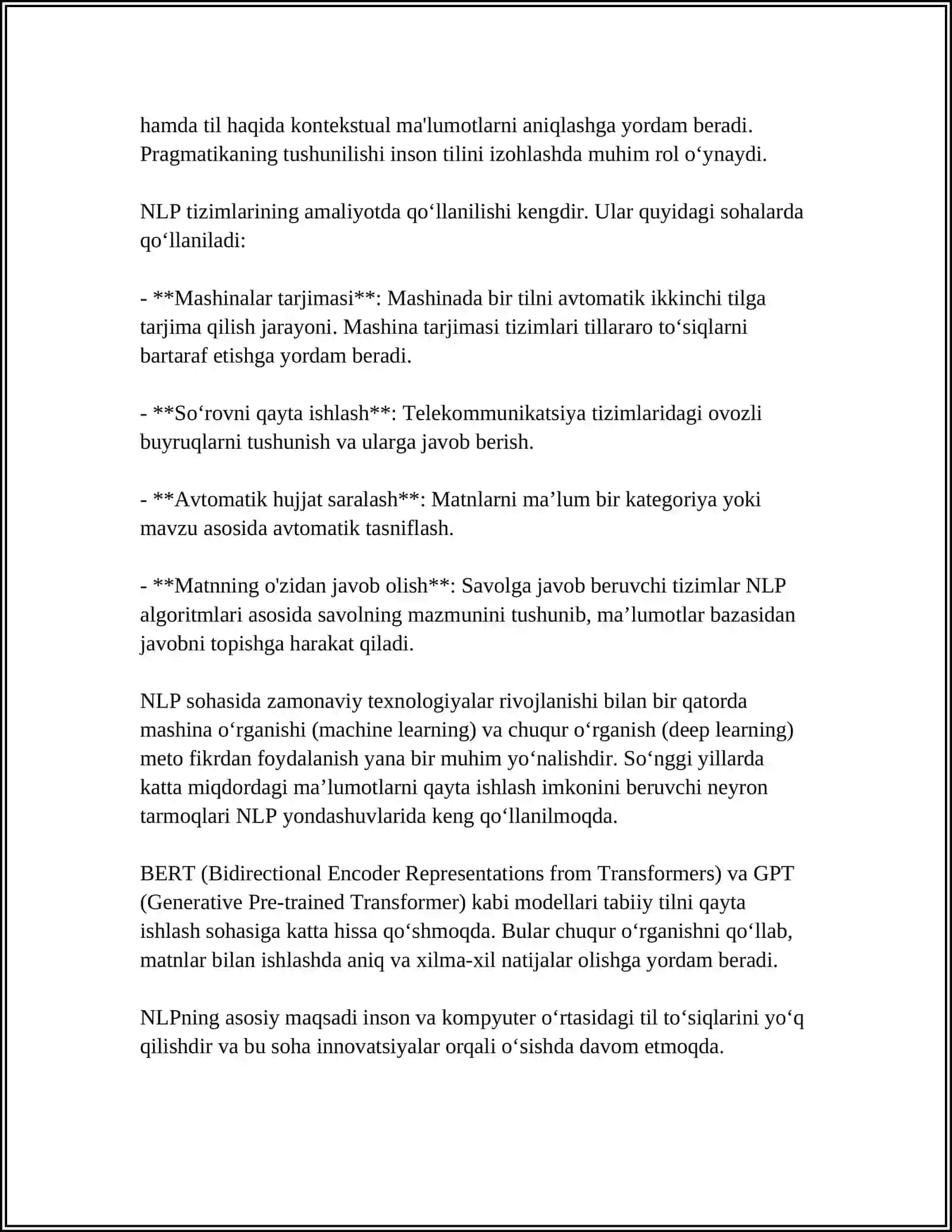 ZAMONAVIY NLP TIZIMLARIDA TIL MODELLARINING UMUMIY TUSHUNCHASI 4