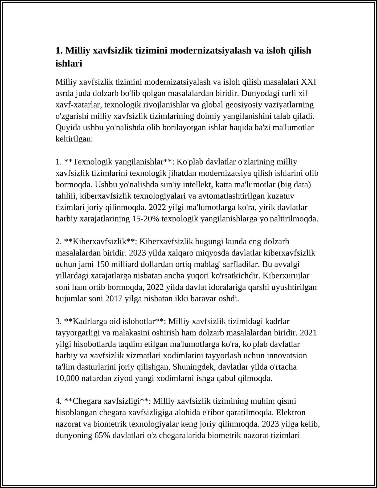 MILLIY XAVSIZLIKNI TAMINLASH BORASIDA AMALGA OSHIRILAYOTGAN ISHLAR 4