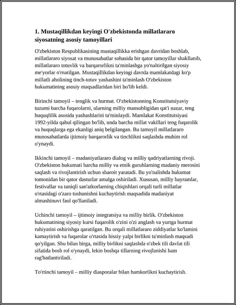 O'ZBEKISTON MILLATLAR ARO MUNOSABATI HAQIDA MUSTAQILLIKDAN BOSHLAB HOZIRGACHA BO'LGAN HODISALAR HAQIDA 4