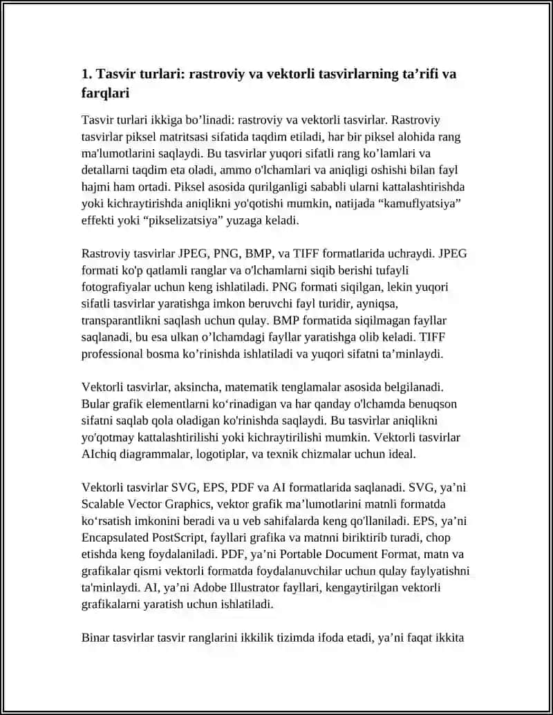 TASVIR TURLARI. BINAR TASVIRLAR. 4