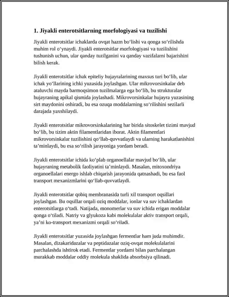 ICHAKLARDA OVQAT HAZM BOLISHI VA QONGA SO'RILISHIDA JIYAKLI ENTEROTSITNING AHAMIYATI 4