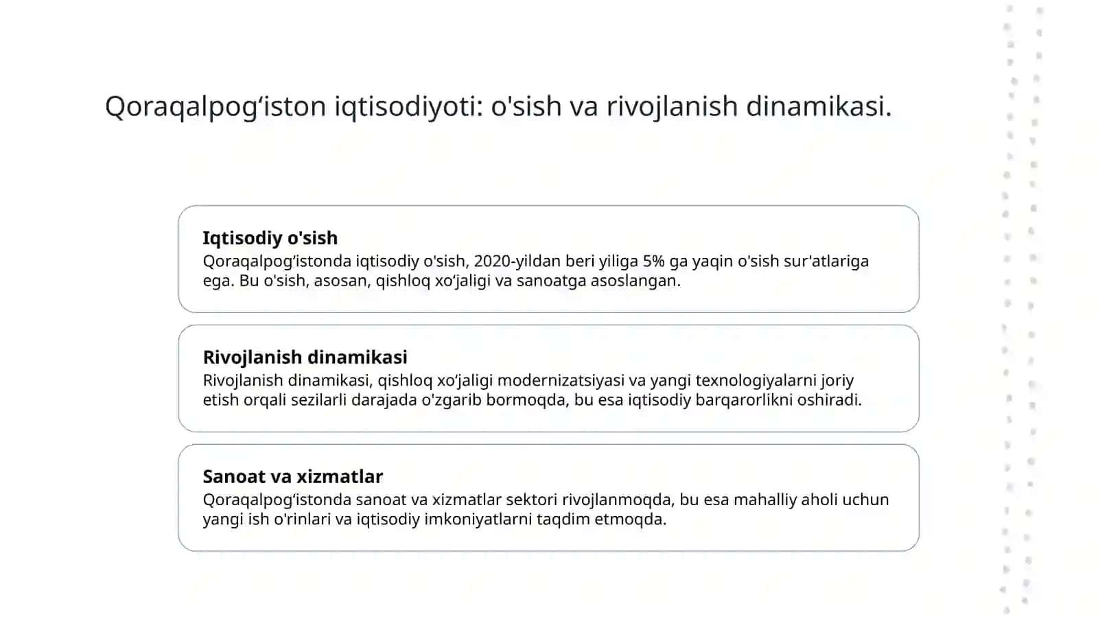 Qoraqalpogʻistonda ijtimoiy-iqtisodiy taraqqiyot, qishloq xoʻjaligidagi oʻzgarishlar 4