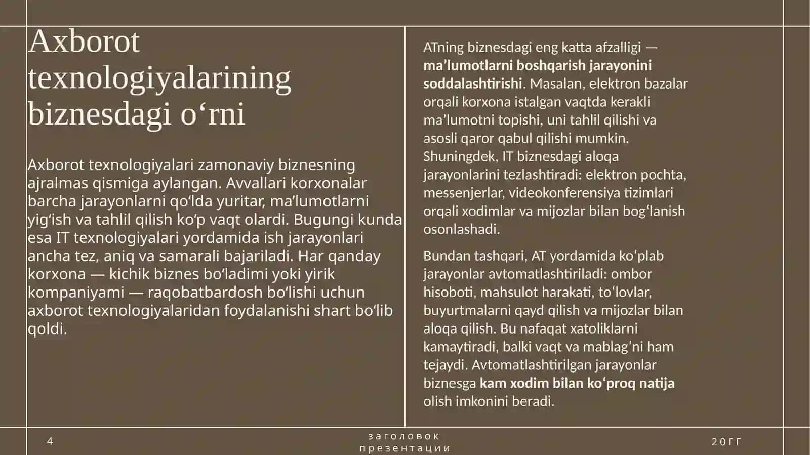 Biznesda axborot texnologiyalari va axborot tizimi 4