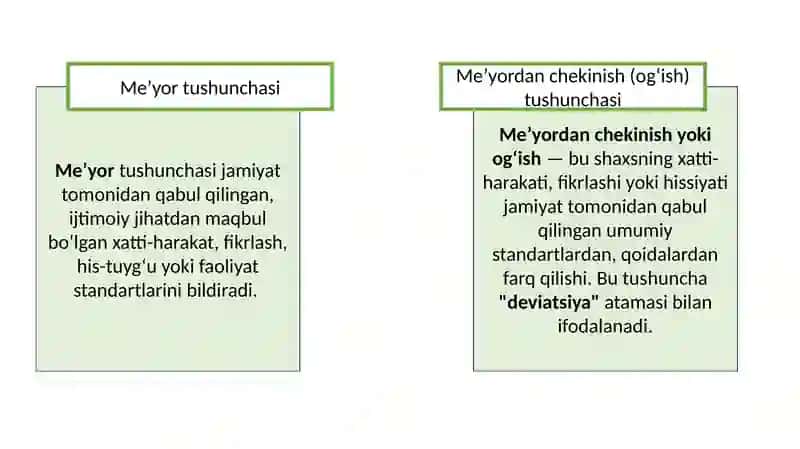 Meʼyor va meʼyordan chekinish(og‘ish) tushunchasi 4