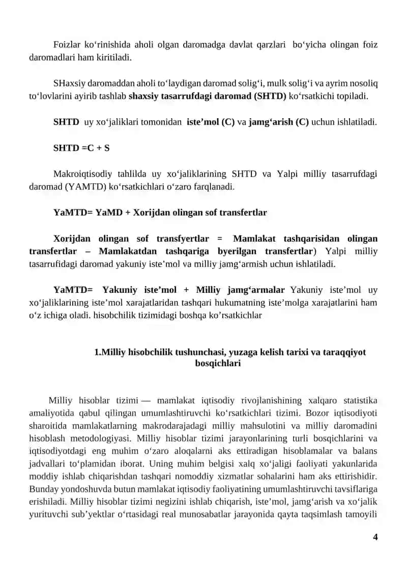 Milliy Hisoblar Tizimi va O'zbekistonda Ung'a O'tishning Vazifalari Tizimida Ko'rsatkichlarni O'zgarmas Baholarda Hisoblash 4