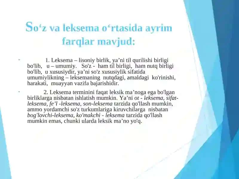 Til va nutq birliklari. Lеksеmаning sеmаnik tаrkibi. Lеksik mа’nоning tаrаqqiyot   yo‘llаri 4
