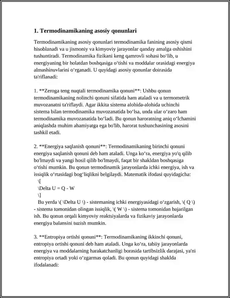 TERMODINAMIKA VA KIMYO TERMODINAMIKA 4