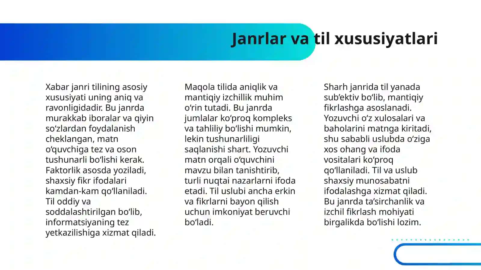 BOSMA OAV JANRLAR TILI VA USLUBI 4