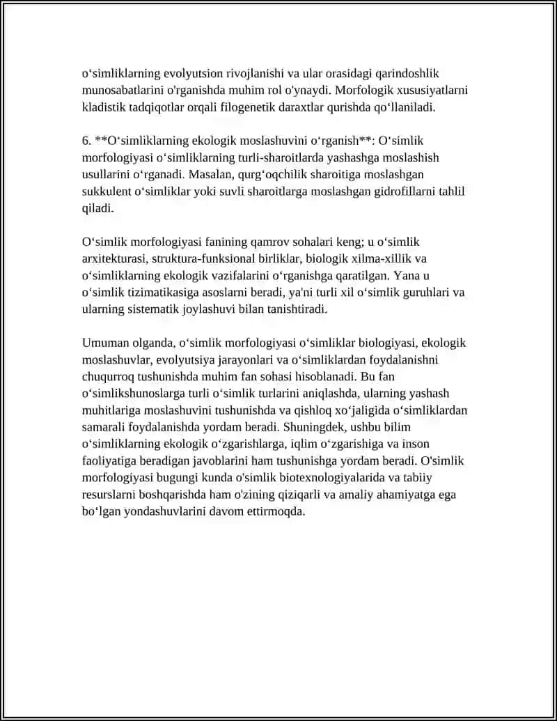 O'SIMLIKLAR MORFOLOGIYASINING VAZIFALARI VA QONUNIYATLARI 4