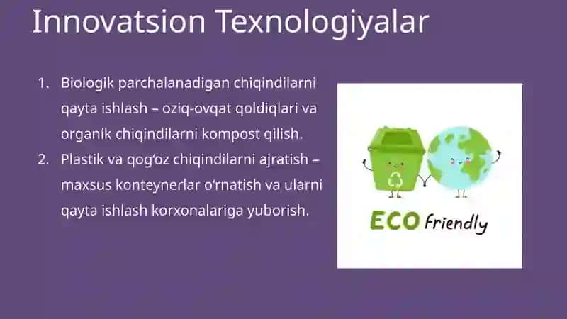 Mehmonxona xo’jaligida ekologik muhitni saqlashga qaratilgan texnologik innovatsiyalar 4