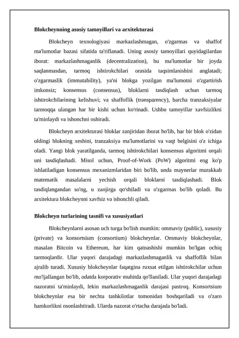 Blokcheyn texnologiyasi va uning amaliy qo‘llanilishi 4