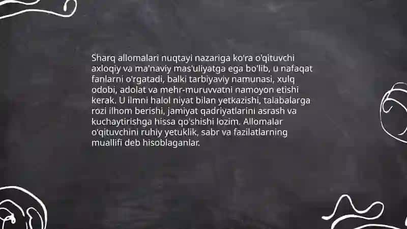 Sharq mamalakat allomalaring òqituvchilik kasbiga oid ilk qarshlar 4