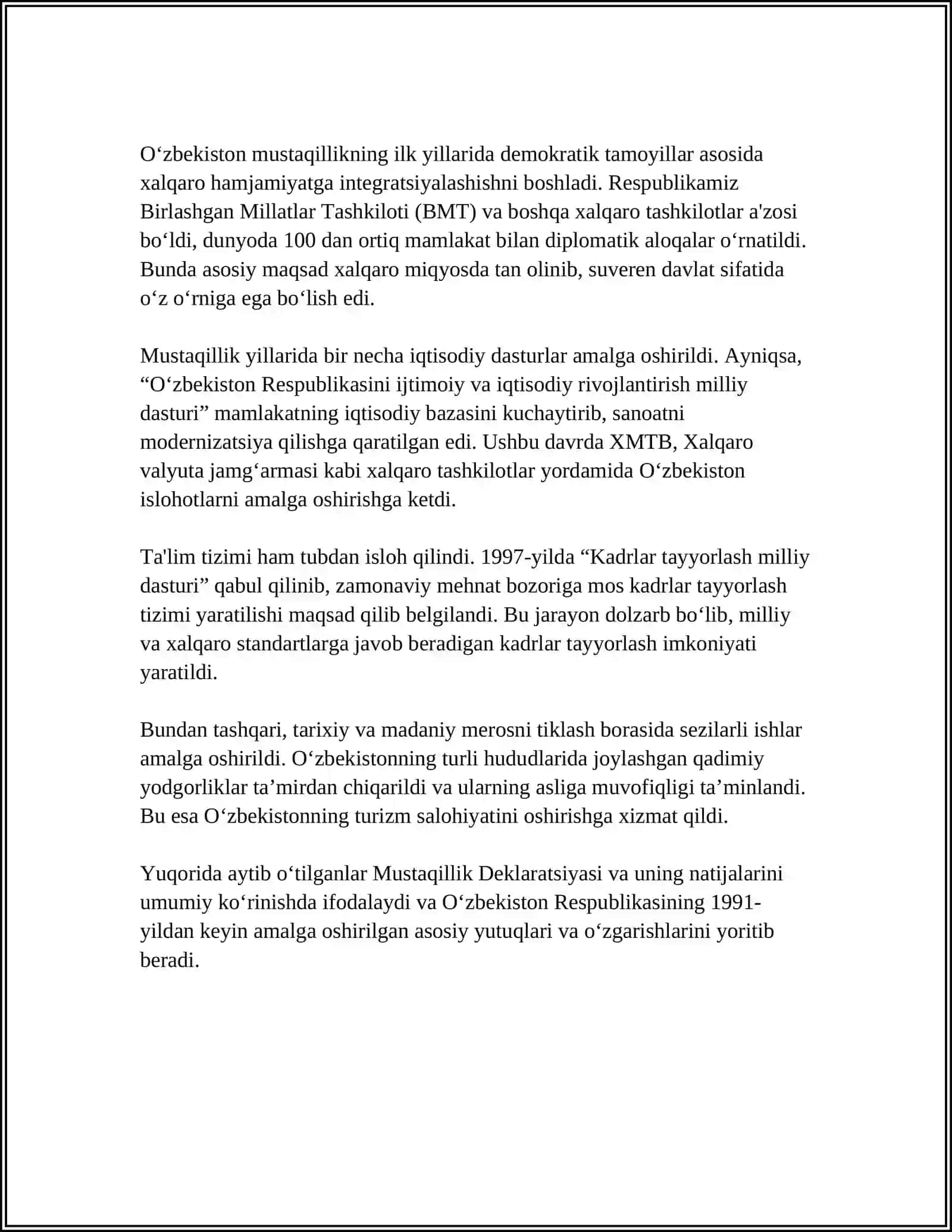 MUSTAQIL ÒZBEKISTON RESPUBLIKASINING TASHKIL TOPISHI 4